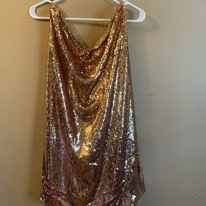 Holiday gold sequin dress